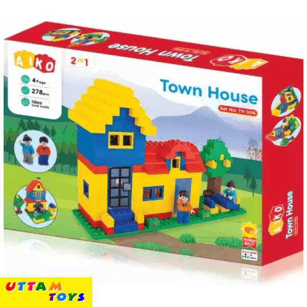 Aiko Town House Building Blocks for Kids (278 Pcs) - Premium Blocks