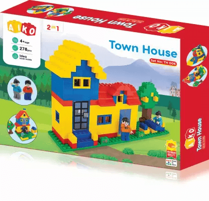 Aiko Town House Building Blocks for Kids (278 Pcs) - Premium Blocks