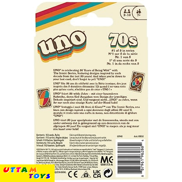 Mattel Games Uno Iconic 1970s Card Game