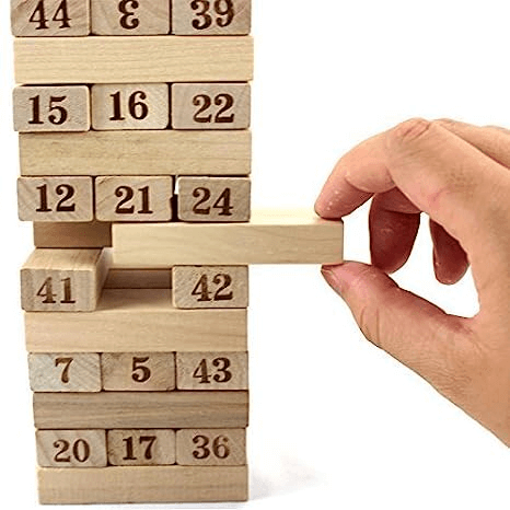 Wooden Stacking Blocks Toy with 4 Dices Blocks - 54 Pcs