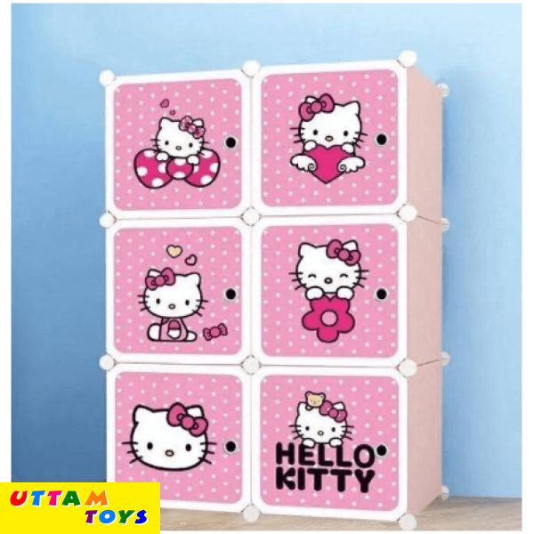 Uttam Toys Hello Kitty 6 Cube Plastic Storage Cabinet