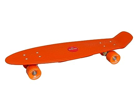 Airavat Flash Skateboard Orange Made of ABS Plastic, Metal and PU Wheel with Weight Capacity Upto 65Kg