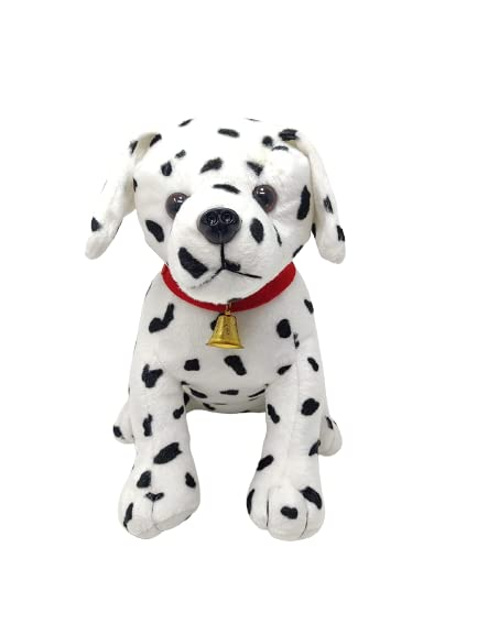 FunZoo Cute Sitting Dalman Dog Soft Toy Stuffed Soft Toys Huggable Washable Toy Birthday Gift for Girls Boys Kids White (30 cm)