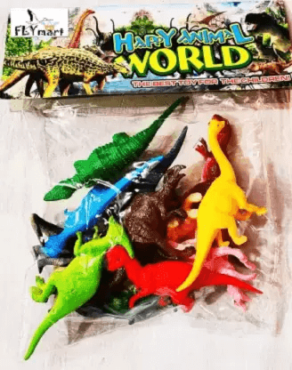 Happy Animal World Dinosaur Set Pack of 12 (Multicolor)