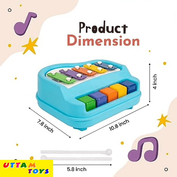 Kirat 2 in 1 Small Piano Xylophone Musical Toy - Multicolors