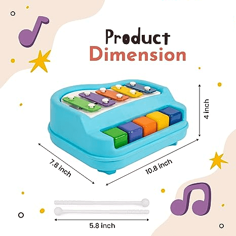 Kirat 2 in 1 Small Piano Xylophone Musical Toy - Multicolors