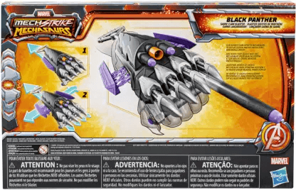 Hasbro Marvel Mech Strike Mechasaurs Black Panther Claw Nerf Blaster with 3 Darts - Ages 5+