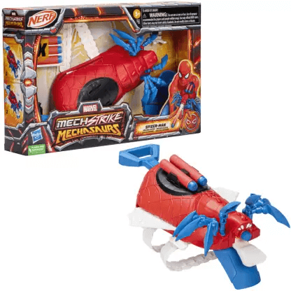 Hasbro Marvel Mech Strike Mechasaurs Spider-Man Arachno Nerf Blaster with 3 Darts - Ages 5+