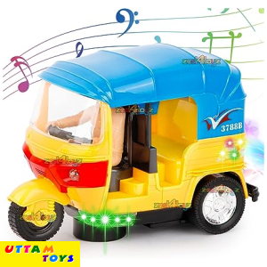 Uttam Toys Auto Ricksaw Tricycle with Lights & Music Sound Toy - Multicolors