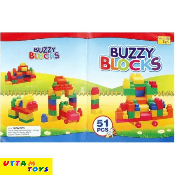 Surajtoys Buzzy Blocks 51- Pcs (Multicolor)