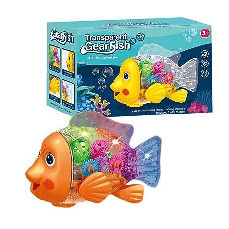 Uttam Toys Transparent Gear Fish Musical with Sound & Flashing Lights - Multicolors