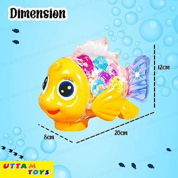 Uttam Toys Transparent Gear Fish Musical with Sound & Flashing Lights - Multicolors
