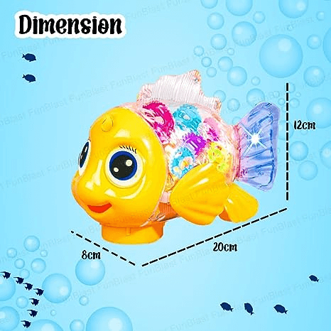 Uttam Toys Transparent Gear Fish Musical with Sound & Flashing Lights - Multicolors
