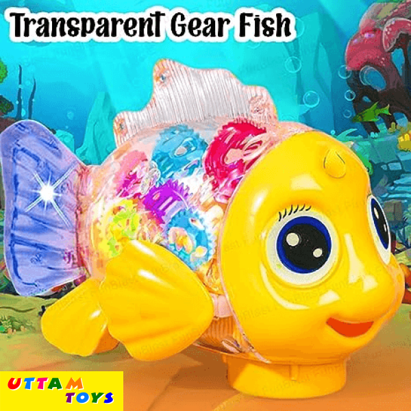Uttam Toys Transparent Gear Fish Musical with Sound & Flashing Lights - Multicolors