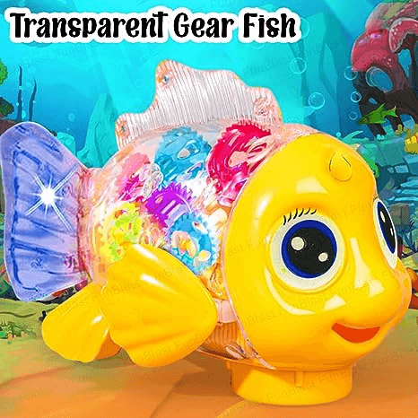 Uttam Toys Transparent Gear Fish Musical with Sound & Flashing Lights - Multicolors