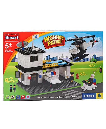 Peacock Highway Patrol, 260- Pieces, Premium Interlocking Blocks, Multi color