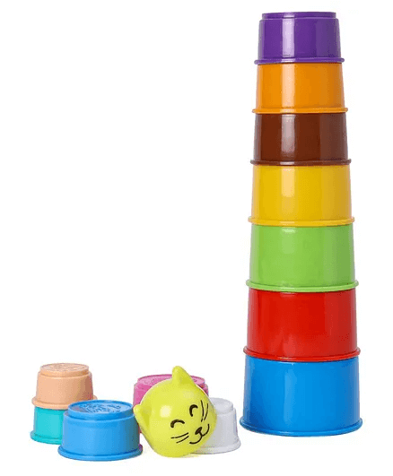Toy Fun Stacking Cup Set Cat Face - 13 Pieces (Color May Vary)