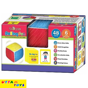 Toymate Rolling Fun - Play & Learn Colors, Animals, Actions, Body Parts, Emotions & Counting - Big Bright Soft Toy Color Dice Multicolor