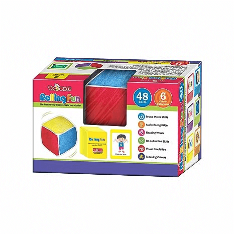 Toymate Rolling Fun - Play & Learn Colors, Animals, Actions, Body Parts, Emotions & Counting - Big Bright Soft Toy Color Dice Multicolor