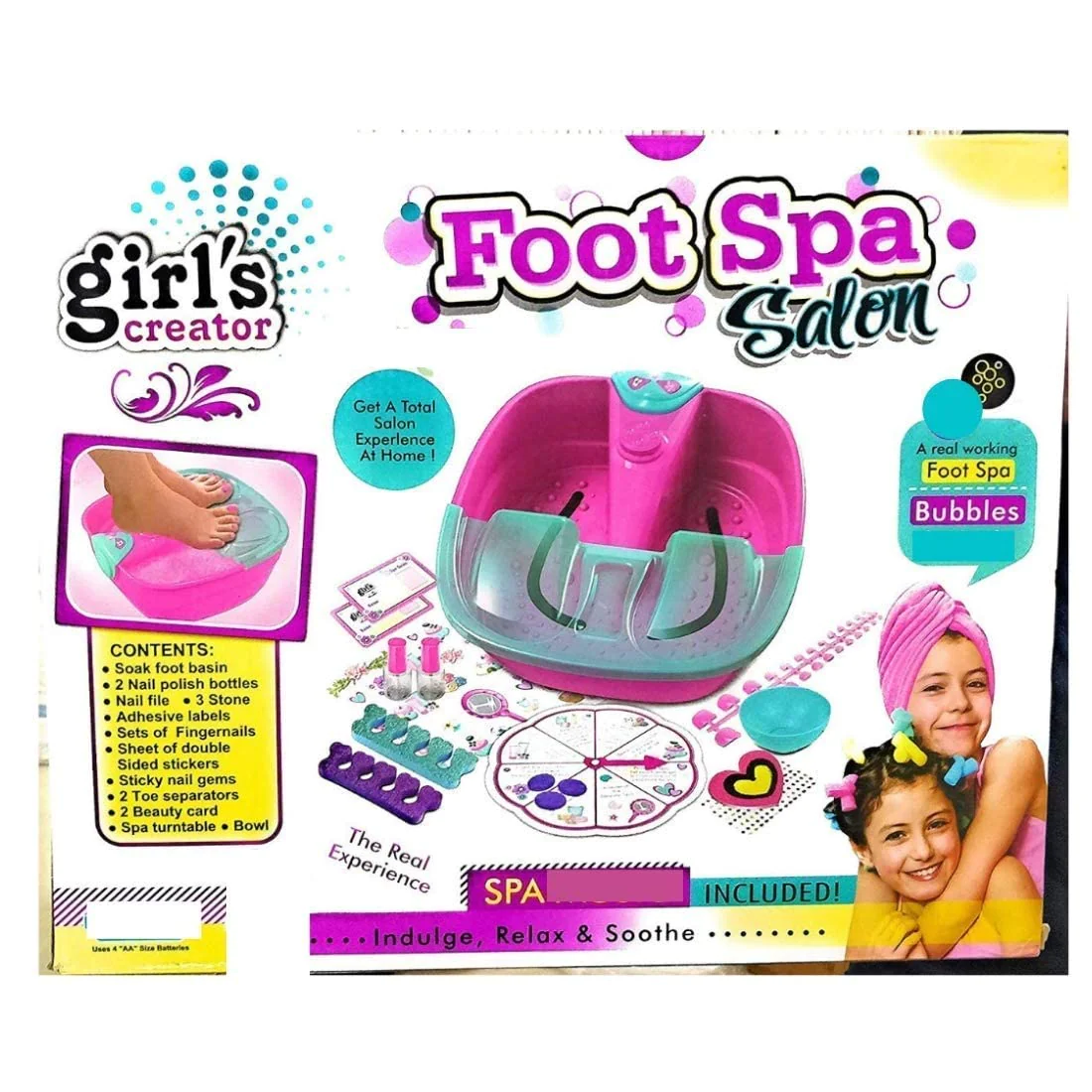 Girlz Squad Foot Spa Sets for Girls Ages 7-12 with Nail Kit for Kids - DIY