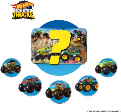 HOT WHEELS Monster Trucks Demolition Doubles 1:64 Scale,2 Monster Trucks (Multicolor)