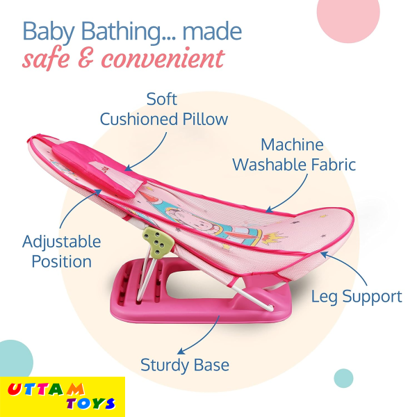 LuvLap Happy Astronaut Baby Bather for Baby 0-12 Months, New Born Baby Bath Chair, 3 Position Adjustable, Washable Soft Mesh, Large Seat (Multicolor)
