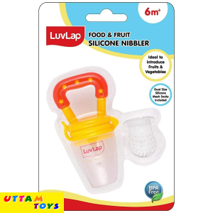 LuvLap Silicone Food/Fruit Nibbler with Extra Mesh, Infant, Joystar Yellow, BPA Free