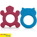 LuvLap Baby Silicone Teether for teething gums, Dual Pack(Blue & Rubine Red)