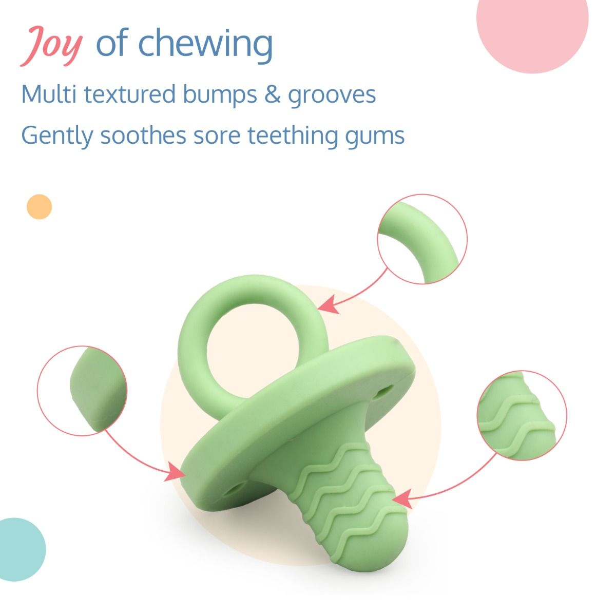 LuvLap Silicone 2 in 1 Baby Soother Pacifier & Teether, Set of 2, Yellow & Green