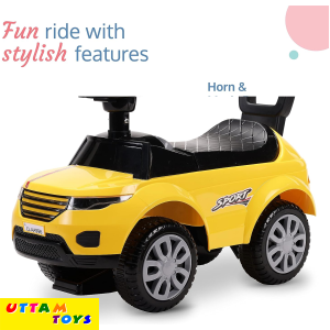 LuvLap Starlight Ride on & Car for Kids with Music & Horn Steering, Push Car for Baby with Backrest, Safety Guard, Under Seat Storage & Big Wheels, Ride on for Kids 1 to 3 Years Upto 25 Kgs (Yellow)