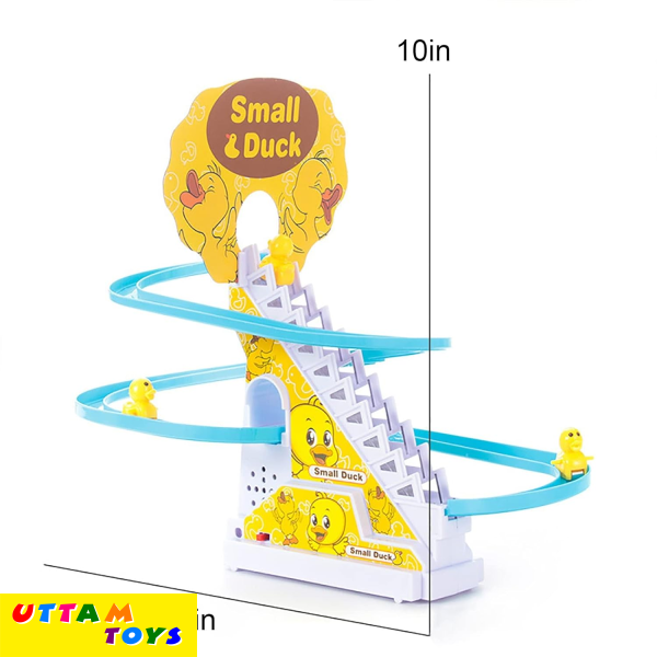 Small Ducks Climbing Toys,Electric Ducks Chasing Race Track Game Set, Playful Roller Coaster Toy with 3 Duck LED Flashing Lights & Music Button, Fun Duck Stair Climbing Toy for Toddlers and Kids-25CM