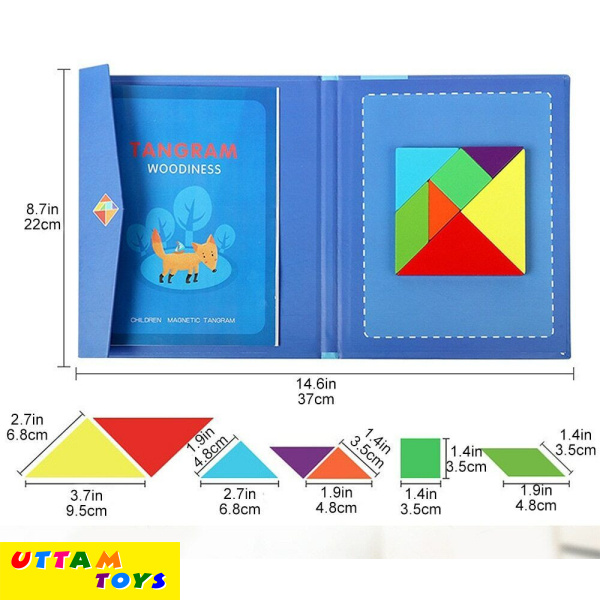 NEW Wooden Pattern Tangram Magnetic Puzzle,Wooden Tangram Puzzle Book Toys Kids