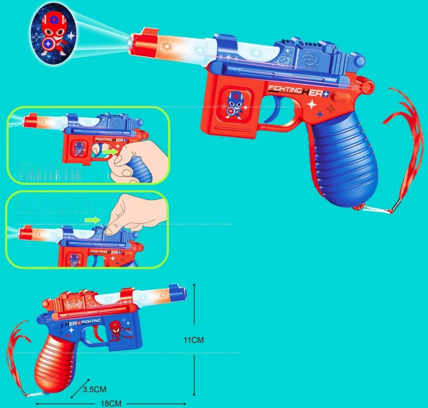 FunBlast Kids Toy Pistol Gun with Image Projecting for Small Kids - Light and Sound Toy Gun for Small Kids/Toddlers - Multicolor