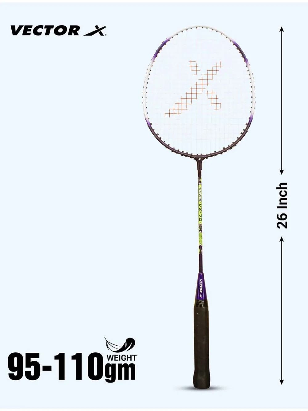 VECTOR X VX-70 Cover Purple Strung Badminton Racquet