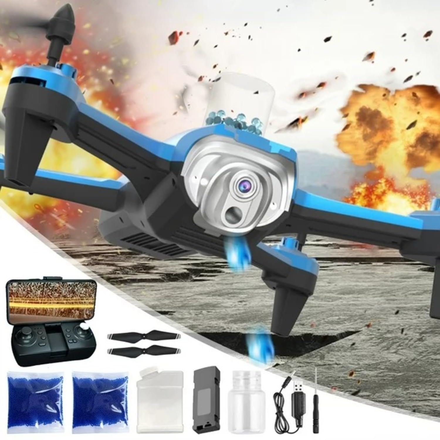 Amitasha RC Camera Drone with Gel Blaster Bullets Remote Control FLying